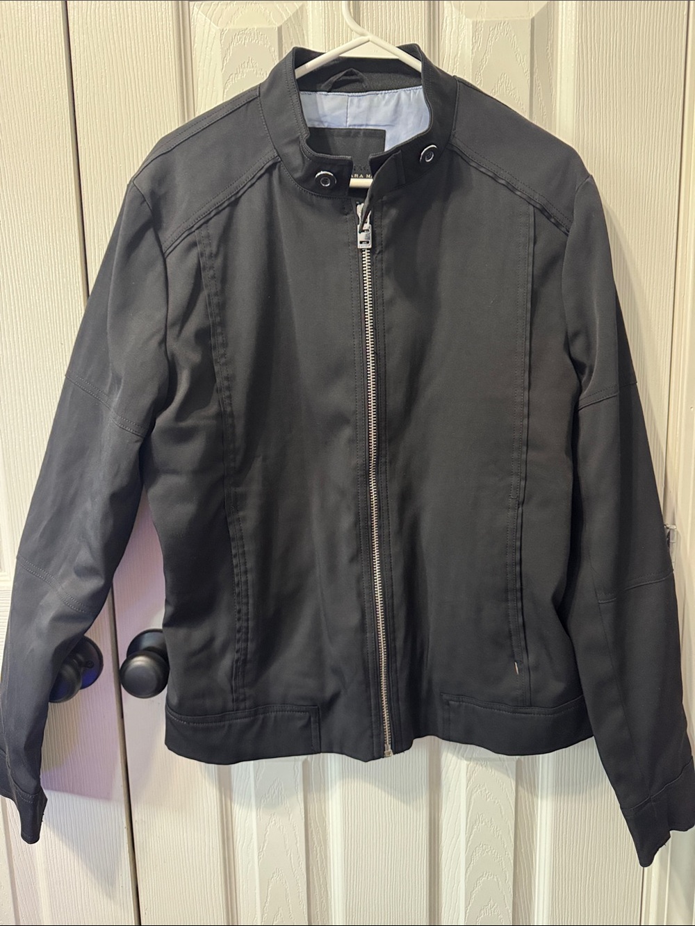 Black Tag- Zara Man Zip-Front Moto Jacket - Large